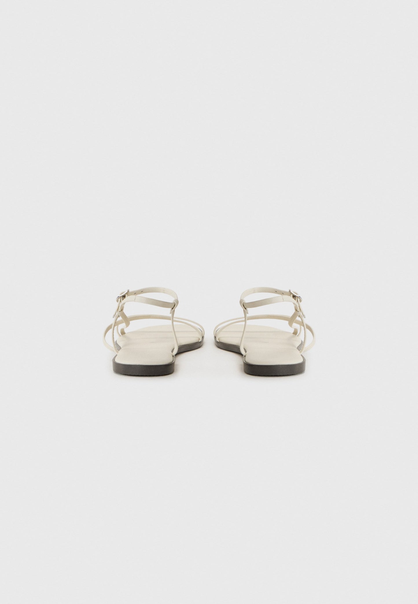 Zign Women's Off-White Leather Flat Strappy Sandals with Adjustable Buckle Chic