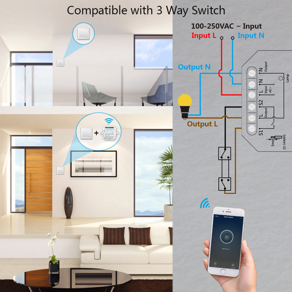 LoraTap WiFi Smart Light Switch Relay Module 10A