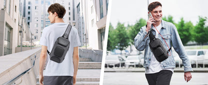 VARLIVOO Men's Waterproof USB Charging Sling Chest Bag for Tech & Travel