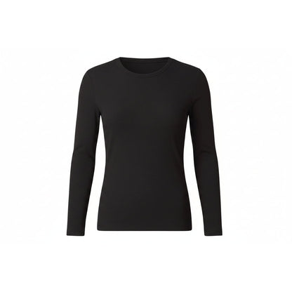 ESMARA Women's Black Ribbed T-Shirt