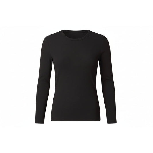 ESMARA Women's Black Ribbed T-Shirt