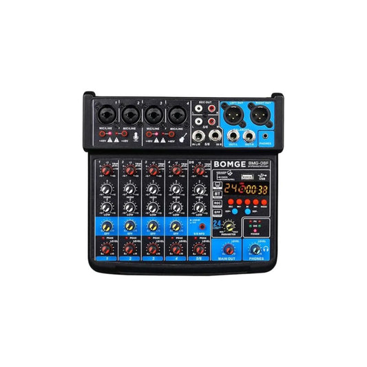 BOMGE 6 Channel Audio Mixer with USB Bluetooth Phantom Power