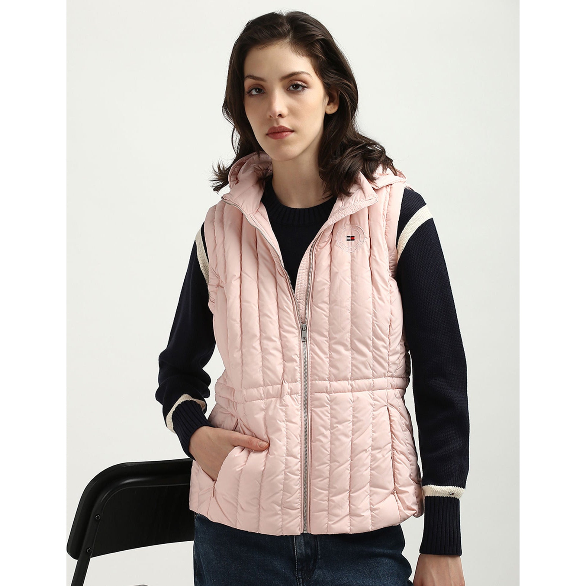 Tommy Hilfiger Women's Sustainable Hooded Quilted Down Vest, Whimsy Pink