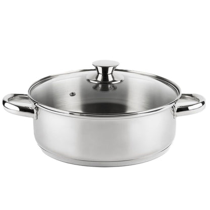 Vier Premium 18/10 Stainless Steel Induction Saucepan with Tempered Glass Lid