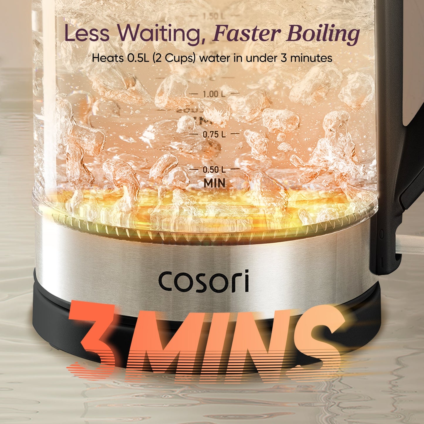 Cosori Electric Tea Kettle Glass 3.5‑7 Cups Black White Green