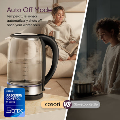 Cosori Electric Tea Kettle Glass 3.5‑7 Cups Black White Green