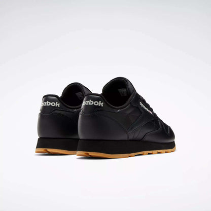 Reebok Women's Classic Leather Shoes Black Grey Gum Sole