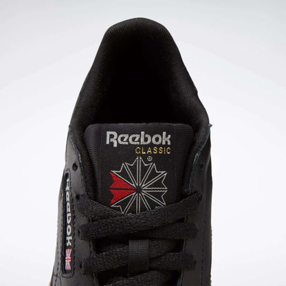 Reebok Women's Classic Leather Shoes Black Grey Gum Sole