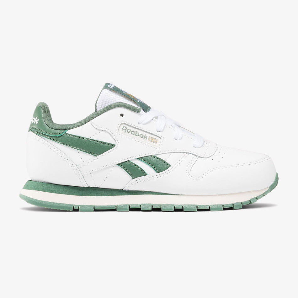 Reebok Classic Leather Youth Low-Top Sneakers - White/Green Retro Comfort