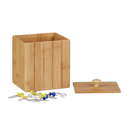 Natural Bamboo Wooden Storage Box with Lid for Home Organization