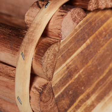 2-Piece Decorative Flamed Wood Planters Set: Vintage Wheelbarrow & Half Barrel