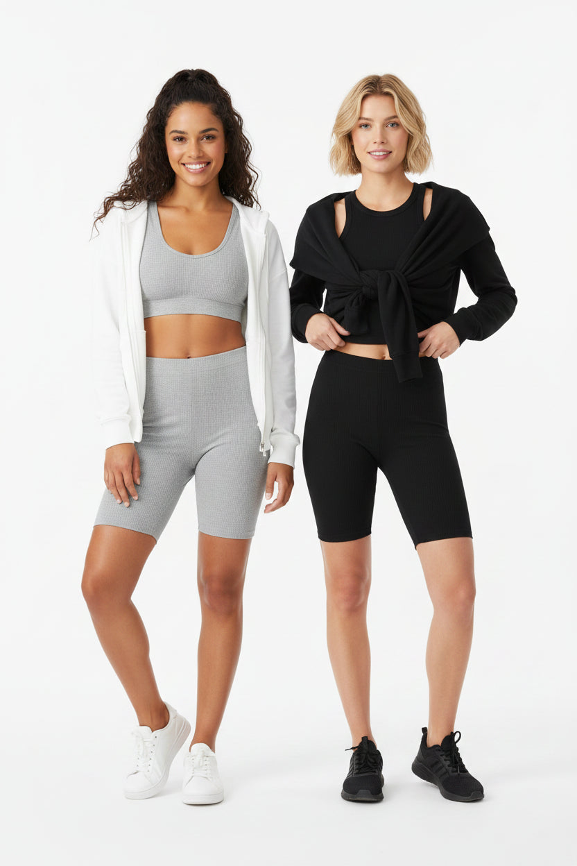 Esmara Women's Short Leggings 2-Pack XS (32/34) Black/Grey