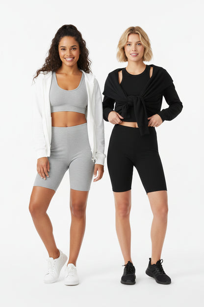 Esmara Women's Short Leggings 2-Pack XS (32/34) Black/Grey