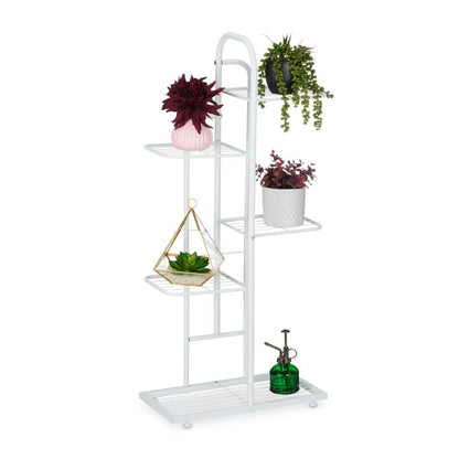 White Metal 5-Tier Plant Stand, Indoor Outdoor Flower Pot Display Shelf
