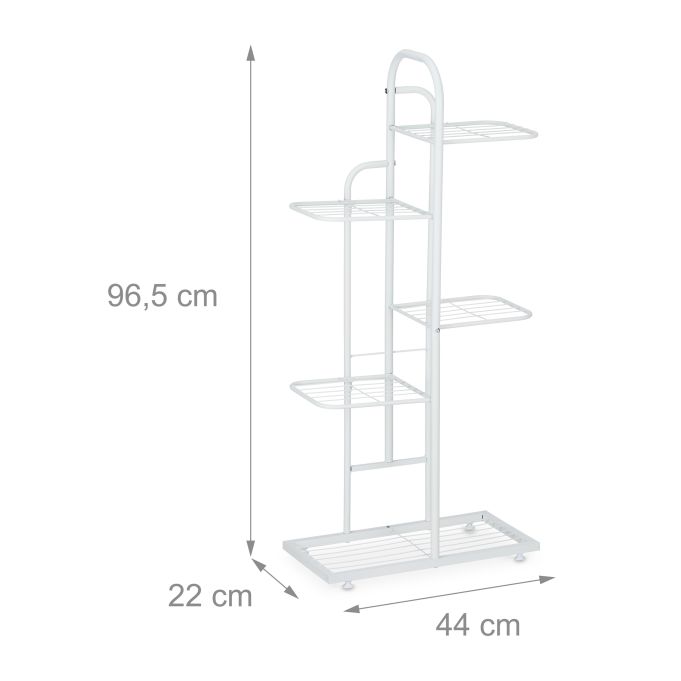 White Metal 5-Tier Plant Stand, Indoor Outdoor Flower Pot Display Shelf
