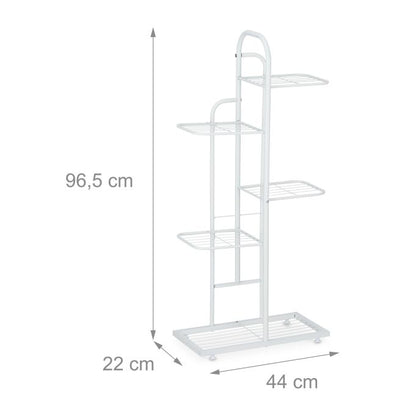 White Metal 5-Tier Plant Stand, Indoor Outdoor Flower Pot Display Shelf