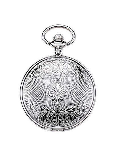 Elegant Silver Skeleton Pocket Watch with Ladder Case – TREEWETO