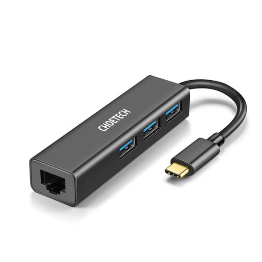 Choetech HUB-U02 4-in-1 USB-C to Ethernet Adapter Hub with 3 USB 3.0 Ports
