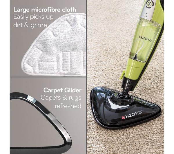 H2O HD 5-in-1 Steam Mop & Foldable Handheld Steam Cleaner - Green & Black