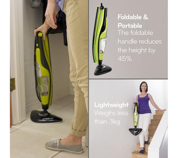 H2O HD 5-in-1 Steam Mop & Foldable Handheld Steam Cleaner - Green & Black