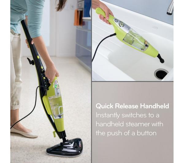 H2O HD 5-in-1 Steam Mop & Foldable Handheld Steam Cleaner - Green & Black