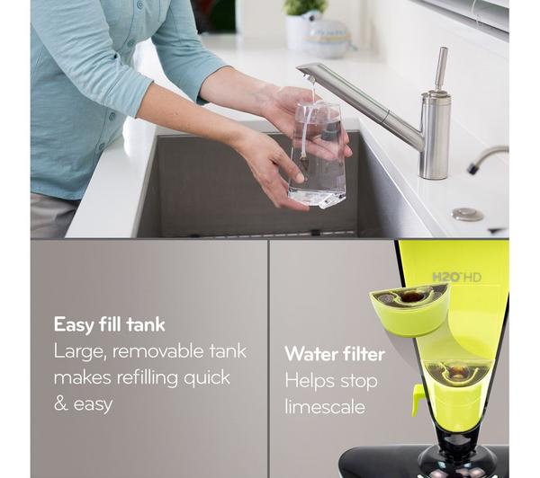 H2O HD 5-in-1 Steam Mop & Foldable Handheld Steam Cleaner - Green & Black