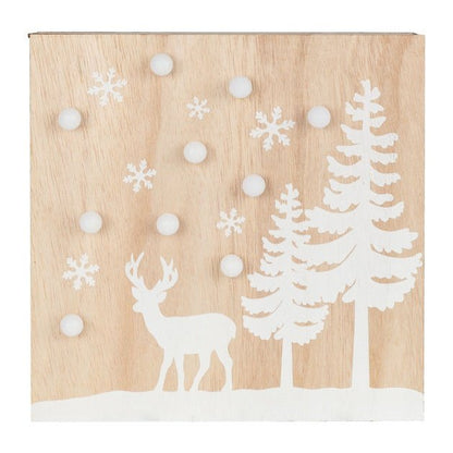 Livarno Square Wooden LED Light Decoration – Warm White Battery‑Powered