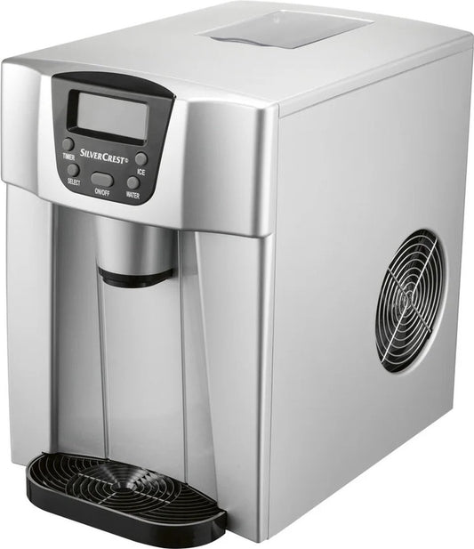 Silvercrest 130W Ice Maker: Fast, Two Sizes, Compact, and Portable Ice Machine