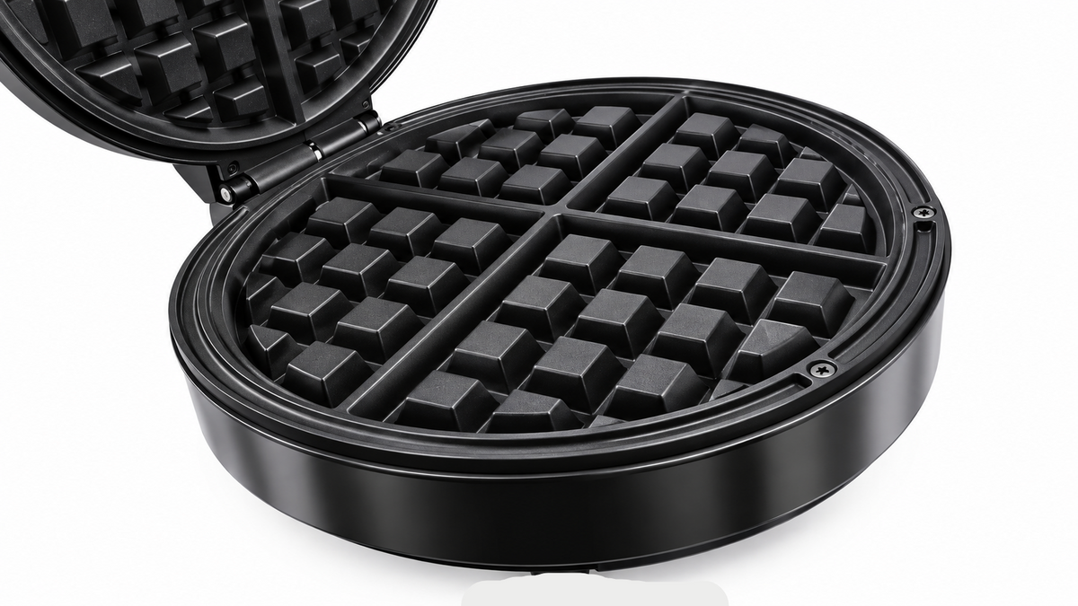 Oarana LV-551 Compact Round Electric Waffle Maker, Non‑Stick Plates