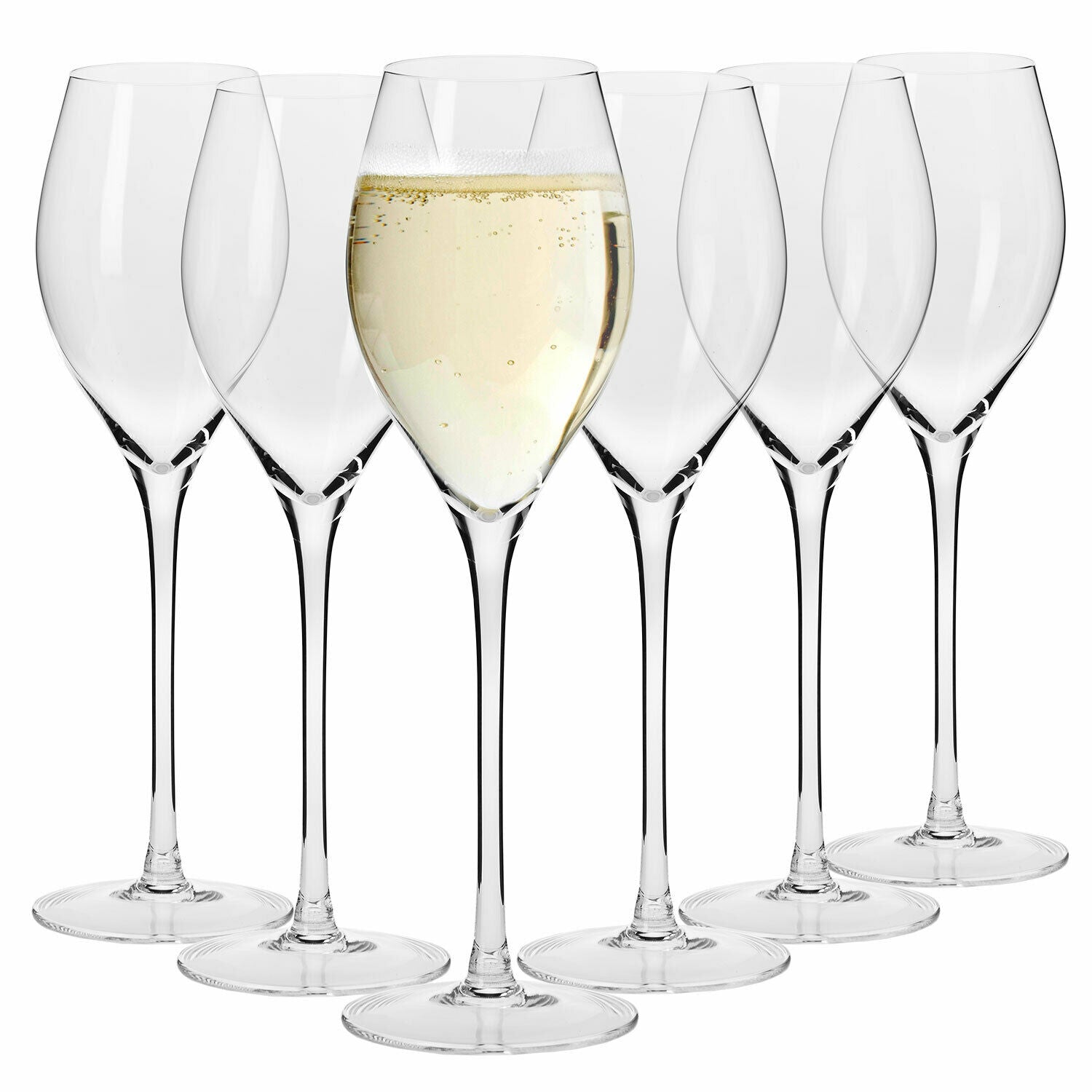 KROSNO Harmony Premium Crystal Prosecco Glasses Set, 6-Pack, 300ml