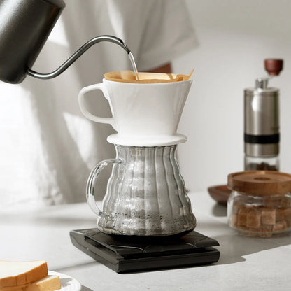 Handcrafted Ceramic Pour Over Coffee Dripper – White or Coffee Brown