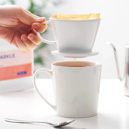 Handcrafted Ceramic Pour Over Coffee Dripper – White or Coffee Brown