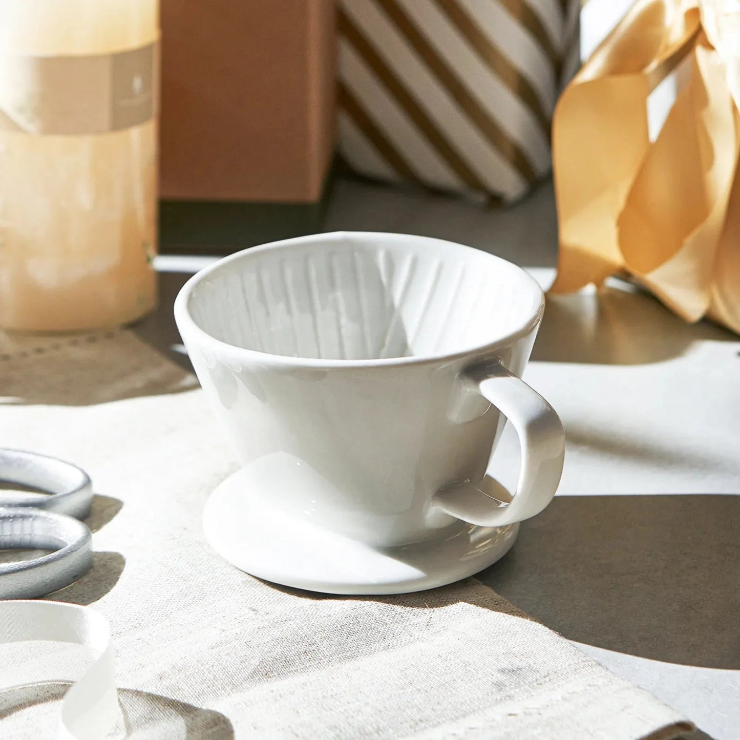 Handcrafted Ceramic Pour Over Coffee Dripper – White or Coffee Brown