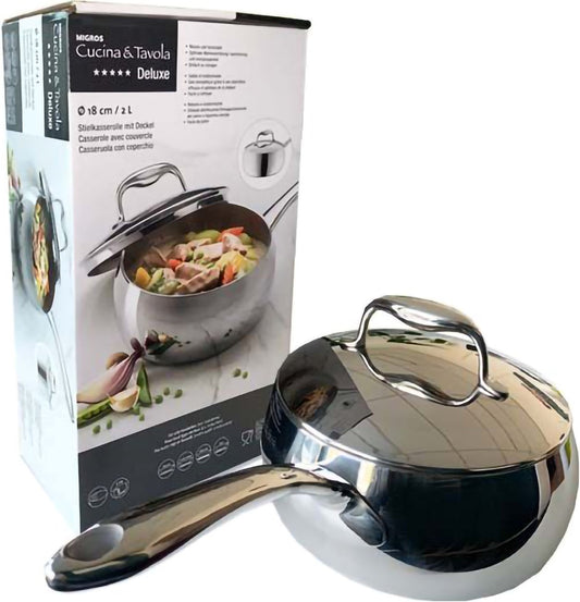Migros 1.5L Stainless Steel Pan with Lid – Durable Cookware