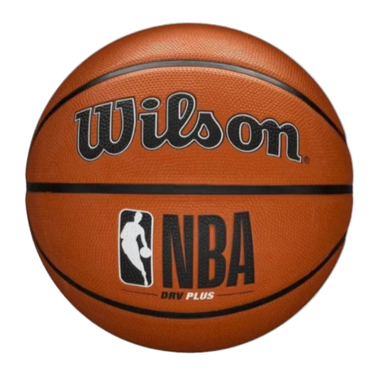 Basketball with Wilson and NBA logos on a white background