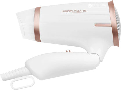Powerful ProfiCare PC-HT 3009 White Compact Folding Travel Hair Dryer
