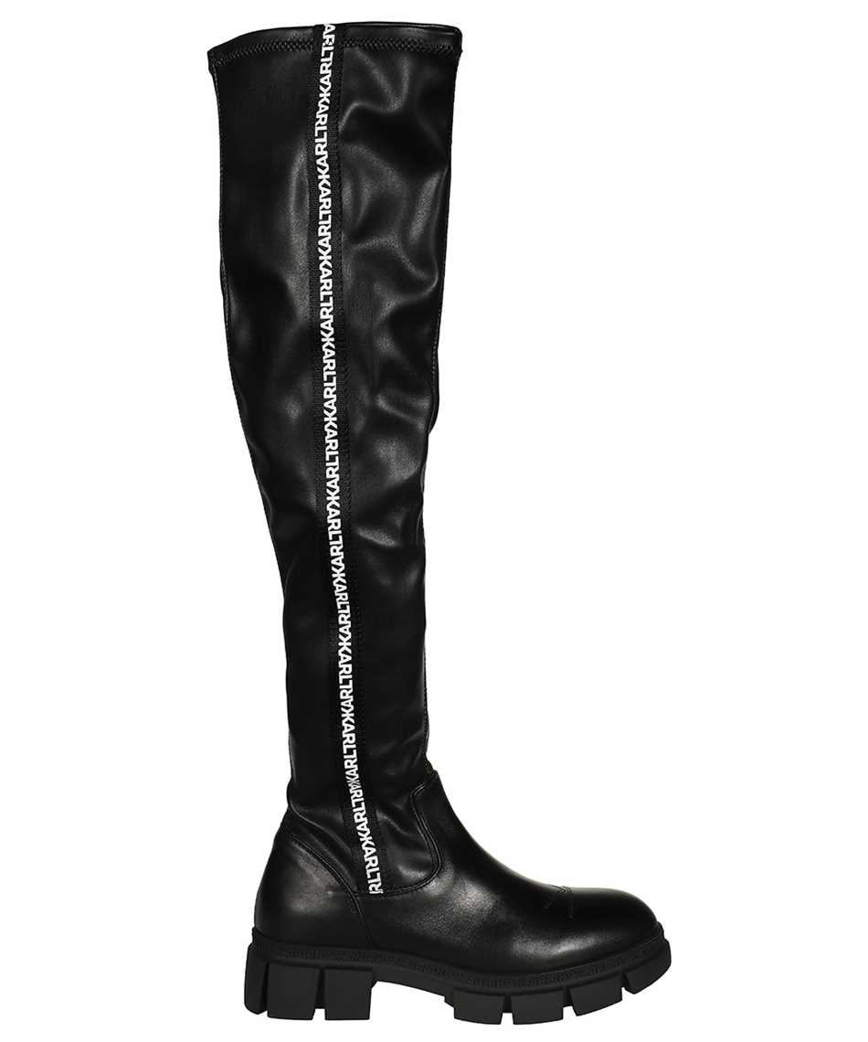 Karl Lagerfeld Women's Black Logo Stripe Over-the-Knee Boots - Chic & Versatile