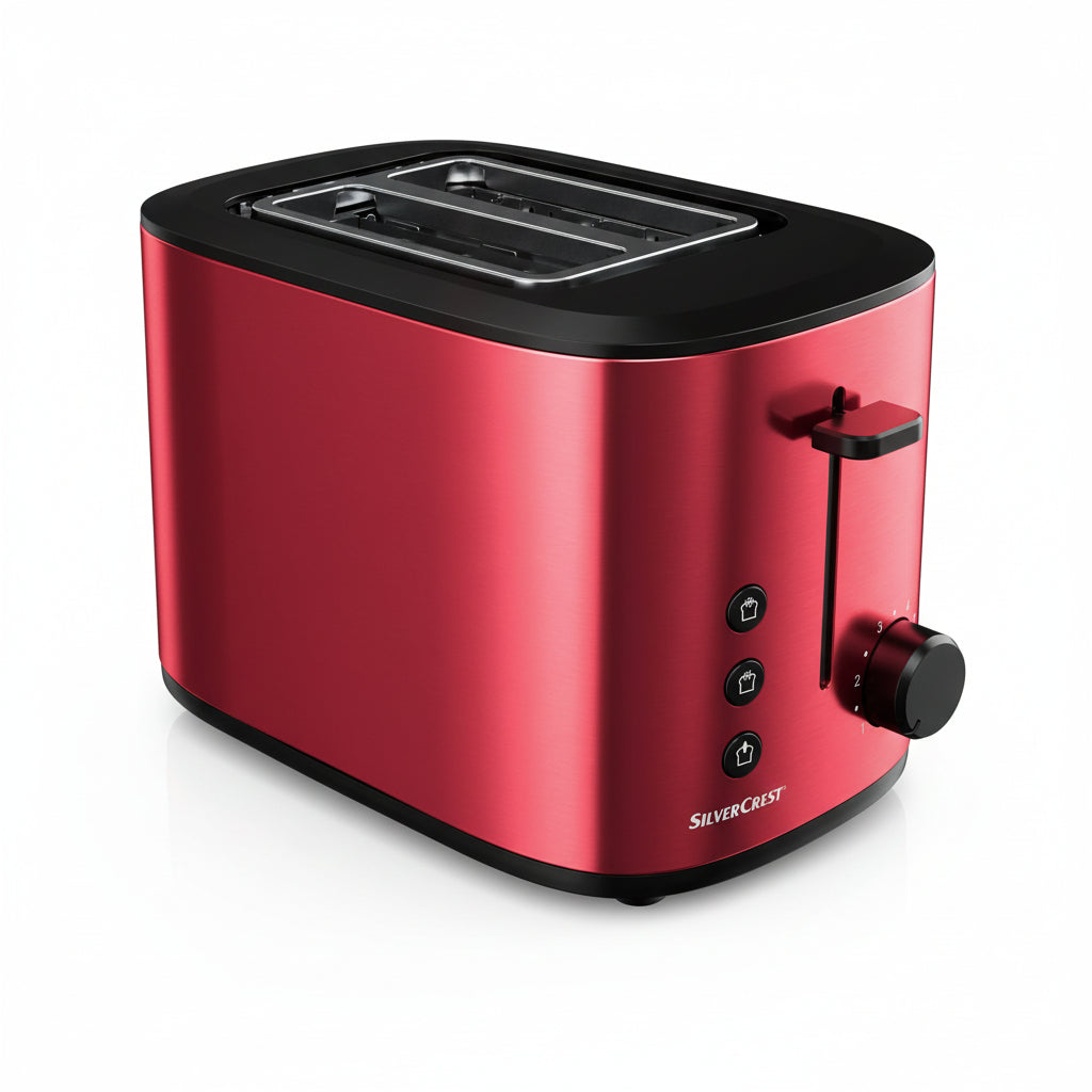 Silvercrest 980W Red Toaster – 6 Browning Levels & Defrost – Gomix ...