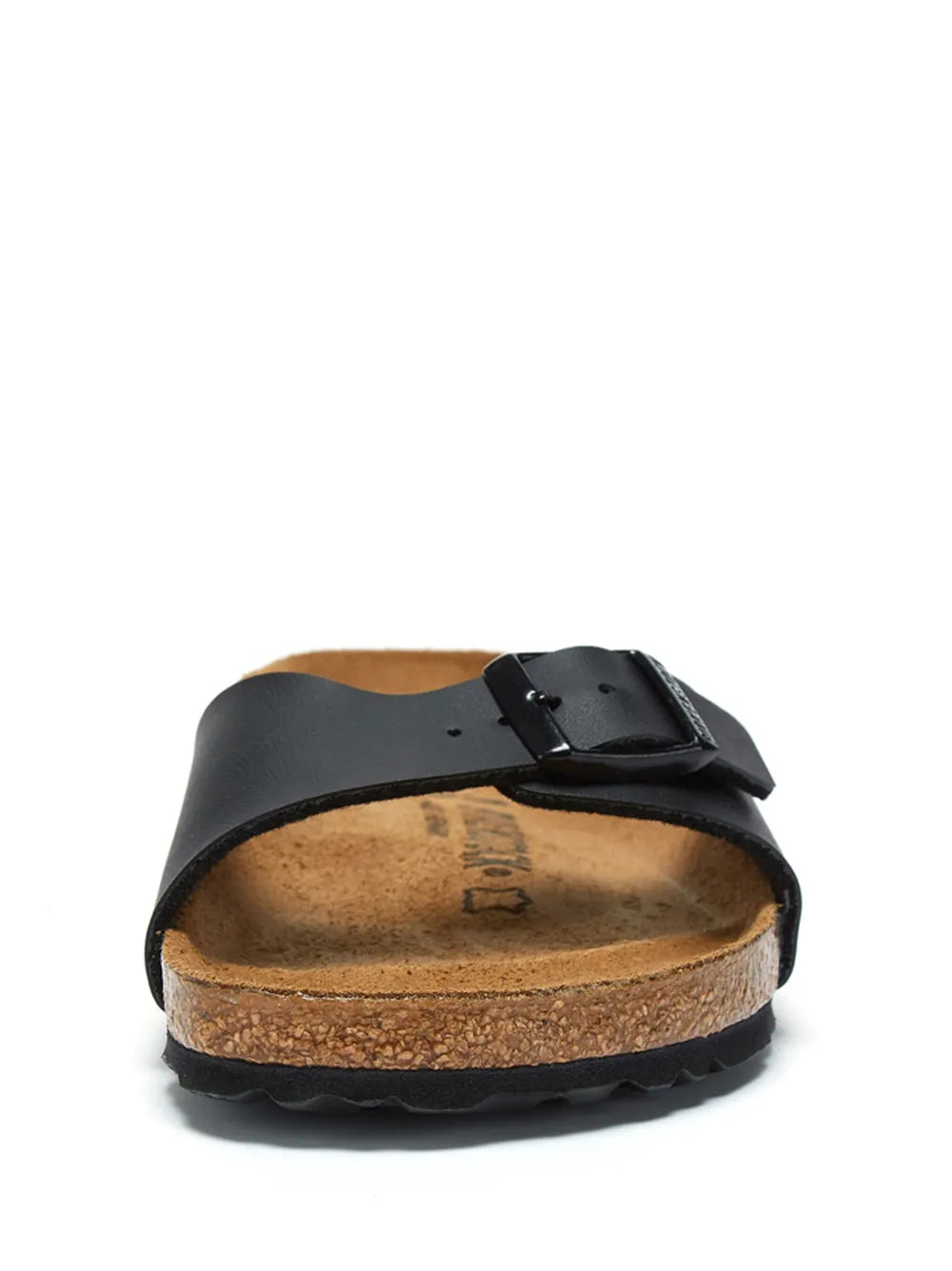 Birkenstock Madrid Black Suede Slip-On Sandals with Buckle Closure and Cork Footbed