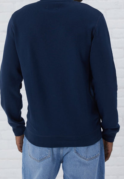 Pier One Men's Classic Dark Blue Cotton Blend Crewneck Sweatshirt