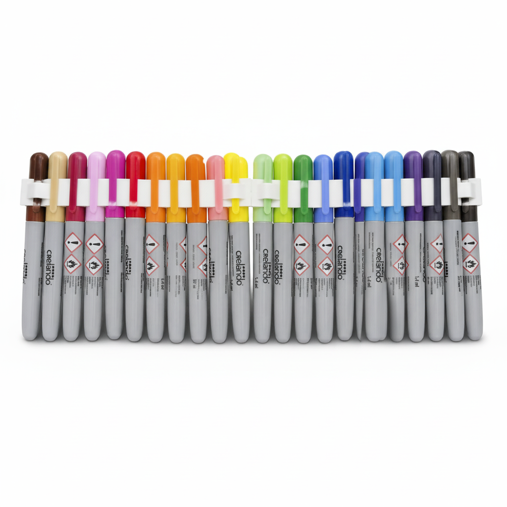 Crelando 24 Vibrant Colors Permanent Markers – Fine Point, 1.4ml Ink