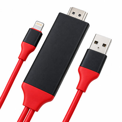 Universal Lightning to HDMI HDTV AV Adapter Cable 2m for iOS Red