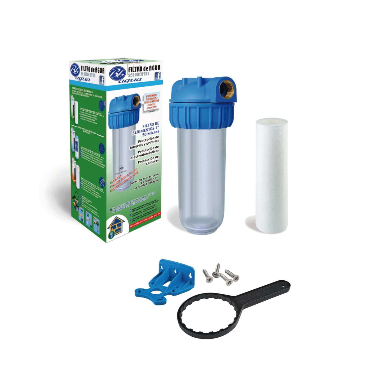 Bbagua 10" 1" Metal Thread Filter with 50-Micron Sediment Cartridge