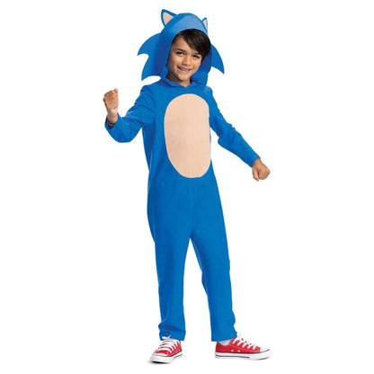 Sonic The Hedgehog Blue Hooded Jumpsuit Costume for Kids