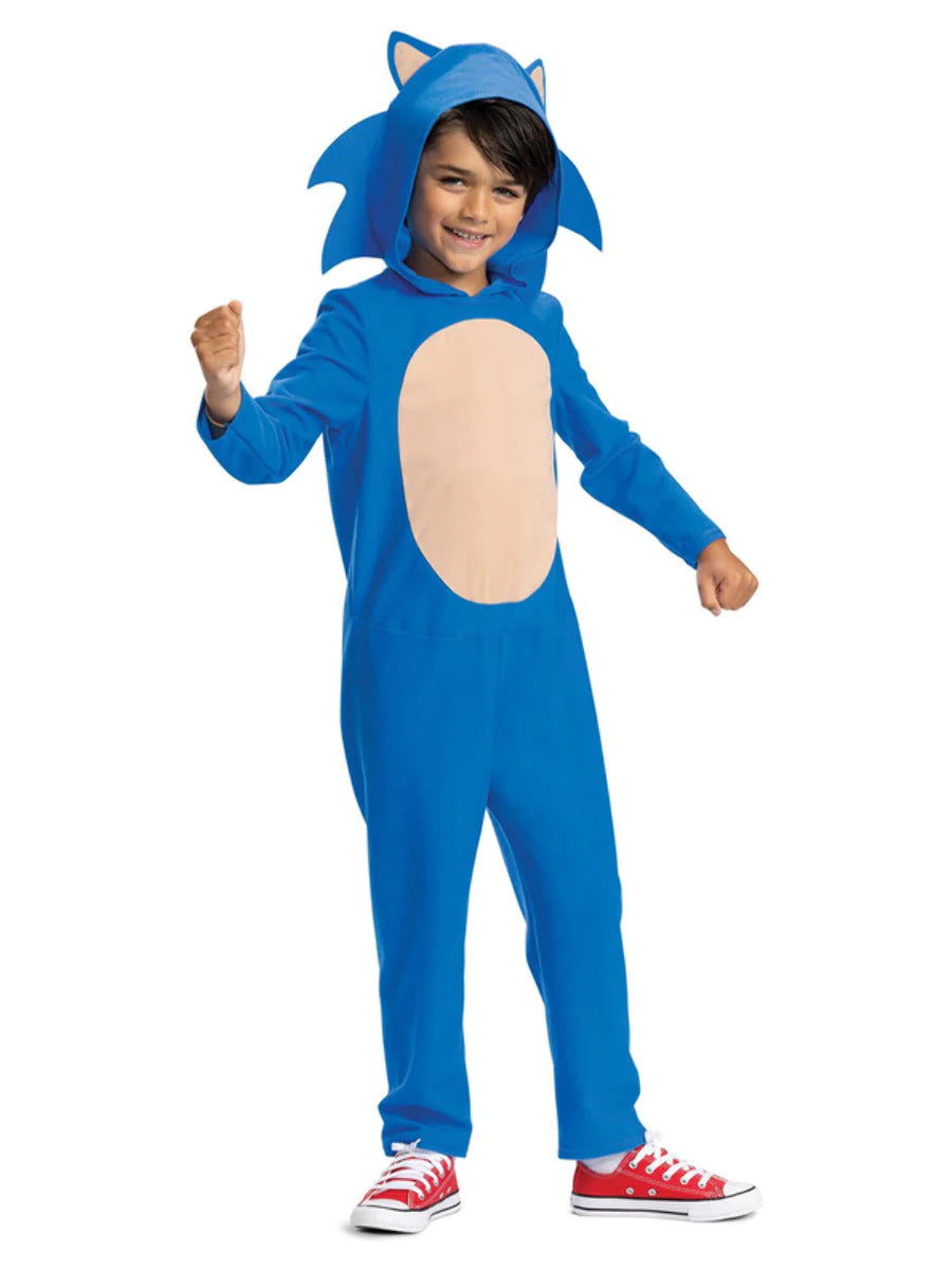 Sonic The Hedgehog Blue Hooded Jumpsuit Costume for Kids
