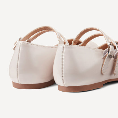 Pink Satin Double-Buckle Ballerina Shoes for Girls – La Redoute