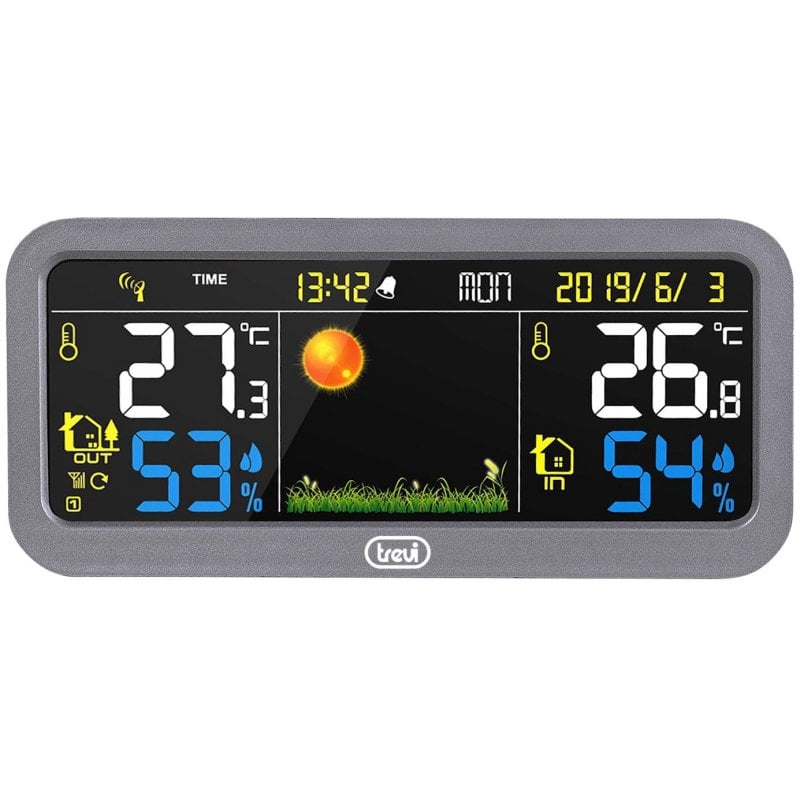 Trevi ME 3P20 RC Indoor Outdoor LCD Thermometer Barometer Gray