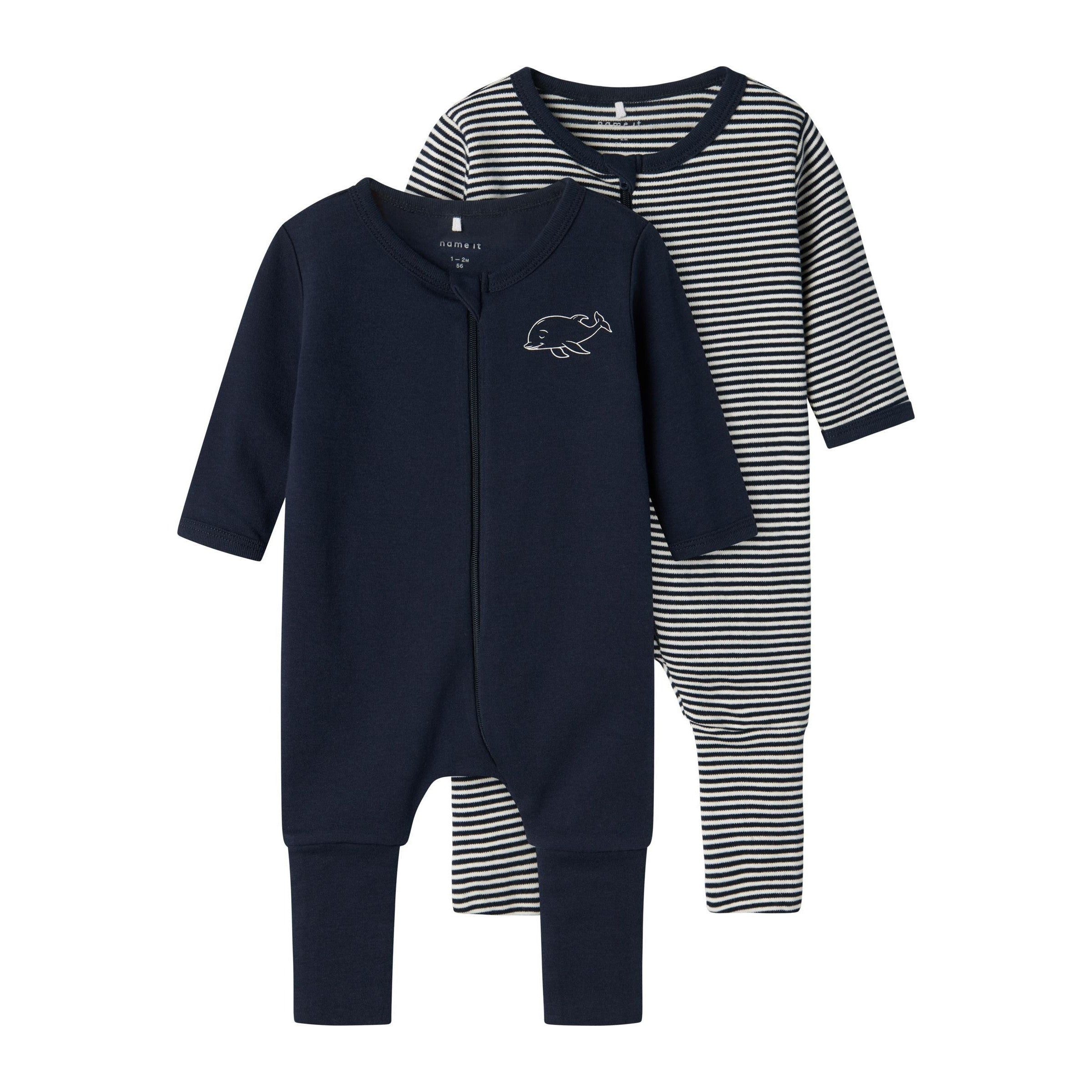 Soft Organic Cotton Baby Sleepsuits 2-Pack | Cozy Zip-Up Nightwear for Infants