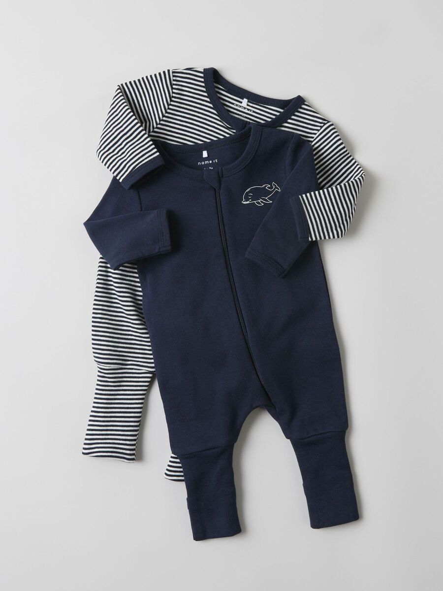 Soft Organic Cotton Baby Sleepsuits 2-Pack | Cozy Zip-Up Nightwear for Infants