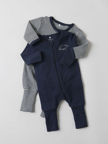 Soft Organic Cotton Baby Sleepsuits 2-Pack | Cozy Zip-Up Nightwear for Infants